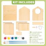 LotFancy Bird House Kit, DIY Wooden Birdhouse Kits, Arts and Crafts Painting Kits for Kids Ages 5+, Build and Paint, Including Paints & Brushes
