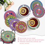 Diamond Art Painting Coasters Kit, 8 Pieces Mandala Diamond Art Coasters with Holder, DIY Diamond Mandala Coasters for Beginners, Kids
