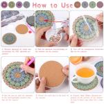 Diamond Art Painting Coasters Kit, 8 Pieces Mandala Diamond Art Coasters with Holder, DIY Diamond Mandala Coasters for Beginners, Kids