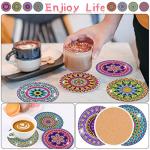 Diamond Art Painting Coasters Kit, 8 Pieces Mandala Diamond Art Coasters with Holder, DIY Diamond Mandala Coasters for Beginners, Kids