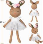 JUSTQUNSEEN Ballerina Doll Handmade Stuffed Animal Bunny Plush Animal Doll, Plush Toy Bunny Stuffed Animals for Girls Easter Stuffed Animal on Birthday Christmas Eastermothers Day Gifts