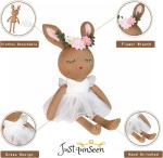 JUSTQUNSEEN Ballerina Doll Handmade Stuffed Animal Bunny Plush Animal Doll, Plush Toy Bunny Stuffed Animals for Girls Easter Stuffed Animal on Birthday Christmas Eastermothers Day Gifts