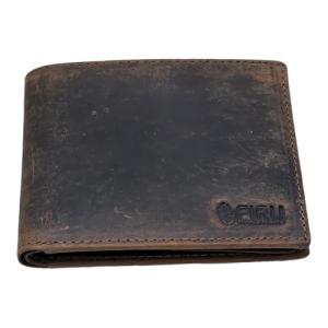 Firu-Handmade Buffalo Leather Slim Bifold Wallet for Men with RFID Blocking-Slim with 8 Card Slots-Extra Capacity with 2 ID Windows-Vintage Design (Buffalo Brown)