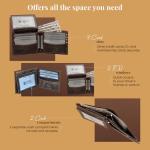 Firu-Handmade Buffalo Leather Slim Bifold Wallet for Men with RFID Blocking-Slim with 8 Card Slots-Extra Capacity with 2 ID Windows-Vintage Design (Buffalo Brown)