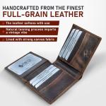 Firu-Handmade Buffalo Leather Slim Bifold Wallet for Men with RFID Blocking-Slim with 8 Card Slots-Extra Capacity with 2 ID Windows-Vintage Design (Buffalo Brown)
