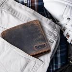 Firu-Handmade Buffalo Leather Slim Bifold Wallet for Men with RFID Blocking-Slim with 8 Card Slots-Extra Capacity with 2 ID Windows-Vintage Design (Buffalo Brown)