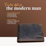 Firu-Handmade Buffalo Leather Slim Bifold Wallet for Men with RFID Blocking-Slim with 8 Card Slots-Extra Capacity with 2 ID Windows-Vintage Design (Buffalo Brown)