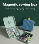 【Latest Models】Portable Travel Home Small Magnetic Sewing Box, Mini Sewing Kits Storage-Box, Beginners DIY Sewing Thread Needle Threader Scissors Kit（Pink).Boxes Home and Travel Quick Fix Sewing Kit
