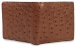 Genuine Brown Ostrich Skin Leather Bifold Wallet Handmade with 8 Card Slots