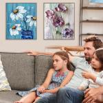 VIGEGU 4 Pack Paint by Numbers kit for Adults Framed Canvas - with Wooden Easel,Paint by Numbers for Kids Ages 8-12,Bottle Flower DIY Acrylic Oil Painting Kits Arts Crafts for Wall Decor 7.8x11.8inch