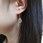 Scutum Craft Natural Stone Wire Wrap Dangle Drop Earrings Gold Plated 925 Sterling Silver Hook Jewelry for Women (Rock Crystal Water Drop)