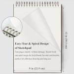 9 x 12 inches Sketch Book, Top Spiral Bound Sketch Pad, 1 Pack 100-Sheets (68lb/100gsm), Acid Free Art Sketchbook Artistic Drawing Painting Writing Paper for Kids Adults Beginners Artists