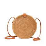 Novum Crafts Round Rattan Bag for Women - Handmade Ata Wicker Woven Purse - Circle, Square, Oval Brown Straw Boho Bags