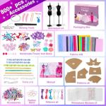 MINIFUN 800+Pcs Fashion Designer Kit for Girls, Sewing Kit with 4 Mannequins, DIY Art & Craft Activity for Kids, Doll Clothes Making Kit, Girl Toys for Age 6 7 8 9 10 11 12+ Year Old Gifts