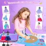 MINIFUN 800+Pcs Fashion Designer Kit for Girls, Sewing Kit with 4 Mannequins, DIY Art & Craft Activity for Kids, Doll Clothes Making Kit, Girl Toys for Age 6 7 8 9 10 11 12+ Year Old Gifts