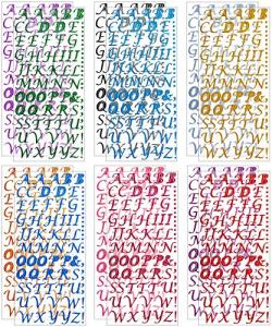 Sparkling Glitter Alphabet Stickers - 12 Vibrant Colors