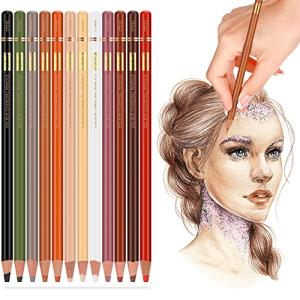 MISULOVE Colour Charcoal Pencils Drawing Set, Skin Tone Pencils, Pastel Chalk for Sketching, Drawing, Shading, Coloring, Layering & Blending for Beginners & Artists(12 Colors)