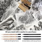 Sketch pencils for drawing and shading - 20pcs art sets with sketching pencils and erasers for all professional artists - dual pack charcoal and graphite pencils