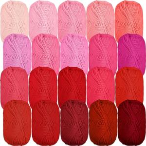 Timgle 20 Skeins Soft Milk Cotton Yarn Assorted Colors Crochet Yarn Sport Weight Yarn for Crochet Knitting Cotton Blanket Yarn for DIY Crafts, Each 50g/145 Yard, 20 Colors