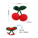 2Pcs Girls Hair Clips, Handmade Crochet Sweet Cherry Shape Hair Barrettes, Manual Knitted Cute HairPins Alligator Clip Hand-Woven Creative Hair Slide, Fashion Hair Accessories for Kids Teens Gifts