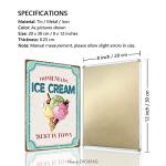 Ice Cream Metal Sign-Homemade Ice Cream Best In Town Kitchen Decorations Candy Store Wall Art Plaque Home Decor Cafe Bar Poster Tin Sign Hanging Plaque 8x12 Inch