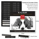 KALOUR 24 Pro Charcoal Drawing Set - Soft,Medium,Hard Charcoal and White Charcoal - Charcol Sticks for Drawing Sketching Shading - Art Supplies Gift for Artists Beginners Adults