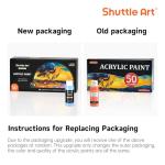 Shuttle Art Acrylic Paint, 50 Colors Acrylic Paint Set, 2oz/60ml Bottles, Rich Pigments, Water Proof, Premium Acrylic Paints for Artists, Beginners and Kids on Canvas Rocks Wood Ceramic Fabric