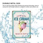 Ice Cream Metal Sign-Homemade Ice Cream Best In Town Kitchen Decorations Candy Store Wall Art Plaque Home Decor Cafe Bar Poster Tin Sign Hanging Plaque 8x12 Inch