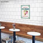 Ice Cream Metal Sign-Homemade Ice Cream Best In Town Kitchen Decorations Candy Store Wall Art Plaque Home Decor Cafe Bar Poster Tin Sign Hanging Plaque 8x12 Inch