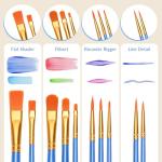 Paint Brushes for Acrylic Painting, Paint Brush Set - 60Pcs, Paint Brushes for Kids, Oil, Watercolor, Perfect Suit of Art Painting, Rock Body Face Nail Art, Best Gift for Kids Adult Drawing