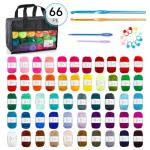Inscraft 52 Acrylic Yarn Skeins, 1820 Yards 52 Colors, 2 Crochet Hooks, 2 Weaving Needles, 10 Stitch Markers, 1 Bag, for Crocheting & Knitting, Gift Beginners and Adults