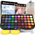 Nicpro Watercolor Paint Set, 48 Water Colors Kit with 8 Squirrel Brushes, Palette, Watercolor Pen, 25 Art Pad Paper, 2 Art Sponges, Non-toxic Painting Supplies for Kids, Adults, Beginners, Artists