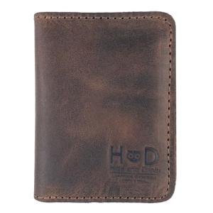Hide & Drink, Bifold Wallet, Slim Card Holder, Minimalist Traveler Wallet, Vintage Front Pocket Wallet, Full Grain Leather, Handmade, Bourbon Brown