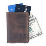 Hide & Drink, Bifold Wallet, Slim Card Holder, Minimalist Traveler Wallet, Vintage Front Pocket Wallet, Full Grain Leather, Handmade, Bourbon Brown