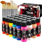 Fantastory Acrylic Paint Set, 24 Classic Colors(2oz), Professional Craft Paint Kit,Canvas/Rock/Stone/Ceramic/Model/Wood Painting with 12 Brushes