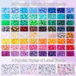 QUEFE 2350pcs, 64 Colors, Pony Beads for Bracelet Making Kit, Rainbow Kandi Beads Friendship Bracelet Kit, Letter Beads and Elastic Strings for Bracelet Necklace Making, Craft Gifts Set for Girls