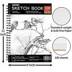 FIXSMITH 9"X12" Sketch Book | 400 Sheets (68 lb/100gsm) Sketchbook| 4 Pack (100 Sheets Each) |Acid Free Drawing Paper | Spiral Bound Sketchpad for Beginners,Artists & Professionals | Bright White