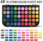 GETHPEN Watercolor Paint,48 Colors Washable Watercolor Paint Set With Brush, Refillable Water Brush Pen, Palette, and Water-Washable Paints for Kids, Adults and Artists.
