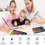 GETHPEN Watercolor Paint,48 Colors Washable Watercolor Paint Set With Brush, Refillable Water Brush Pen, Palette, and Water-Washable Paints for Kids, Adults and Artists.