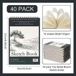 20 Pcs 5.5'' x 8.5'' Top Spiral Bound Sketch Pad 30 Sheet Each(68lb/100gsm), Sketching Drawing Pad Artist Sketch Pad Kids Drawing Paper Art Sketchbook for Charcoal Graphite Painting
