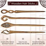 8 Pieces Wooden Hair Sticks Japanese Hair Chopstick for Women Bun Maker, Chinese Chopstick Hair Pins for Women Long Hair Handmade Chignon Maker Hair Accessories (Classic Pattern)