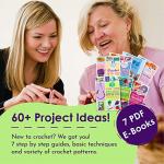 Mira Handcrafts 8 Acrylic Yarn Bonbons | Total of 525 yards Craft Yarn | Includes 2 Crochet Hooks, 2 Weaving Needles, 7 E-books | DK Yarn for Knitting and Crochet | Perfect Beginner Kit