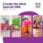 Mira Handcrafts 8 Acrylic Yarn Bonbons | Total of 525 yards Craft Yarn | Includes 2 Crochet Hooks, 2 Weaving Needles, 7 E-books | DK Yarn for Knitting and Crochet | Perfect Beginner Kit