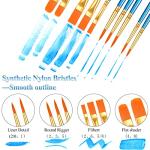 20 Pcs Paint Brush Set for Acrylic Painting, Watercolor, Miniature Detailing, and Rock Painting