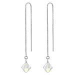 925 Sterling Silver Bicone Shape Threader String Clear Austrian Crystals Handmade Earrings for Women