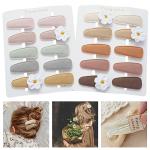 Fancy Clouds 20 Pack Baby Hair Clips for Girls Toddler,Neutral Fabric Snap Clips Pins With Embroidery Daisy Flower,Handmade Hair Accessories Barrettes for School Age Kids Children Gifts