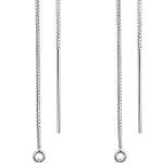 925 Sterling Silver Bicone Shape Threader String Clear Austrian Crystals Handmade Earrings for Women