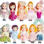 Huang Cheng Toys 6.3" Mini Girl Dolls, Include 10 Sets Handmade Doll Clothes, 5 Sets 6.3" Small Girl Dolls, 5 Pairs of Shoes
