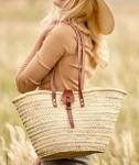 FRENCH BASKET straw bag with leather handles beach bag, straw bag, market basket, Moroccan Basket, Crossbody Bag, Summer Bag