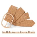 WOWOGO Straw Woven Rattan Wide Stretch Straw Belt Boho Braided Belts for Women